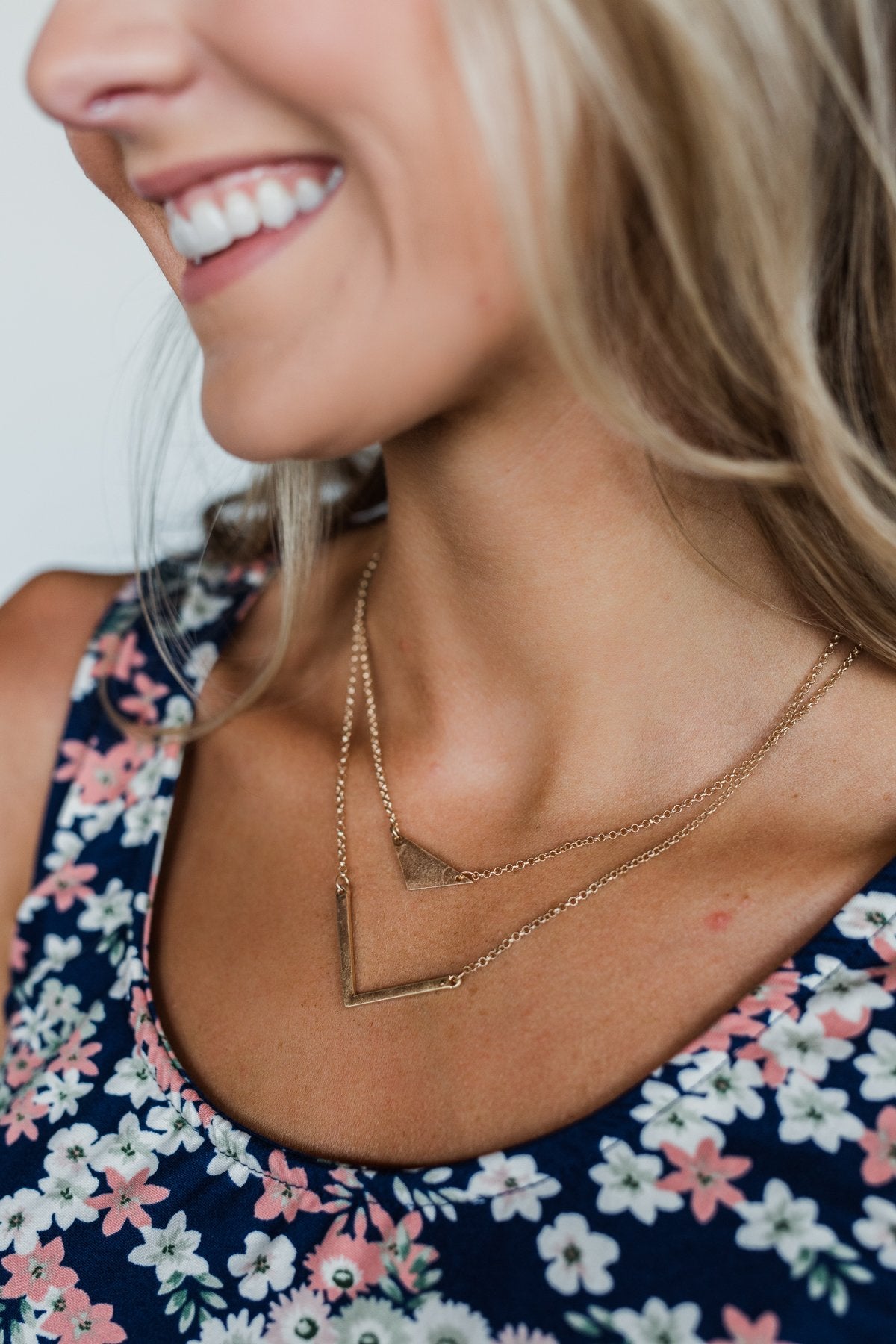 Charming 2 Tier Pendant Necklace- Gold