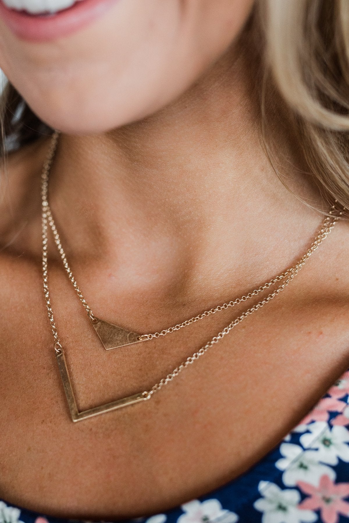 Charming 2 Tier Pendant Necklace- Gold