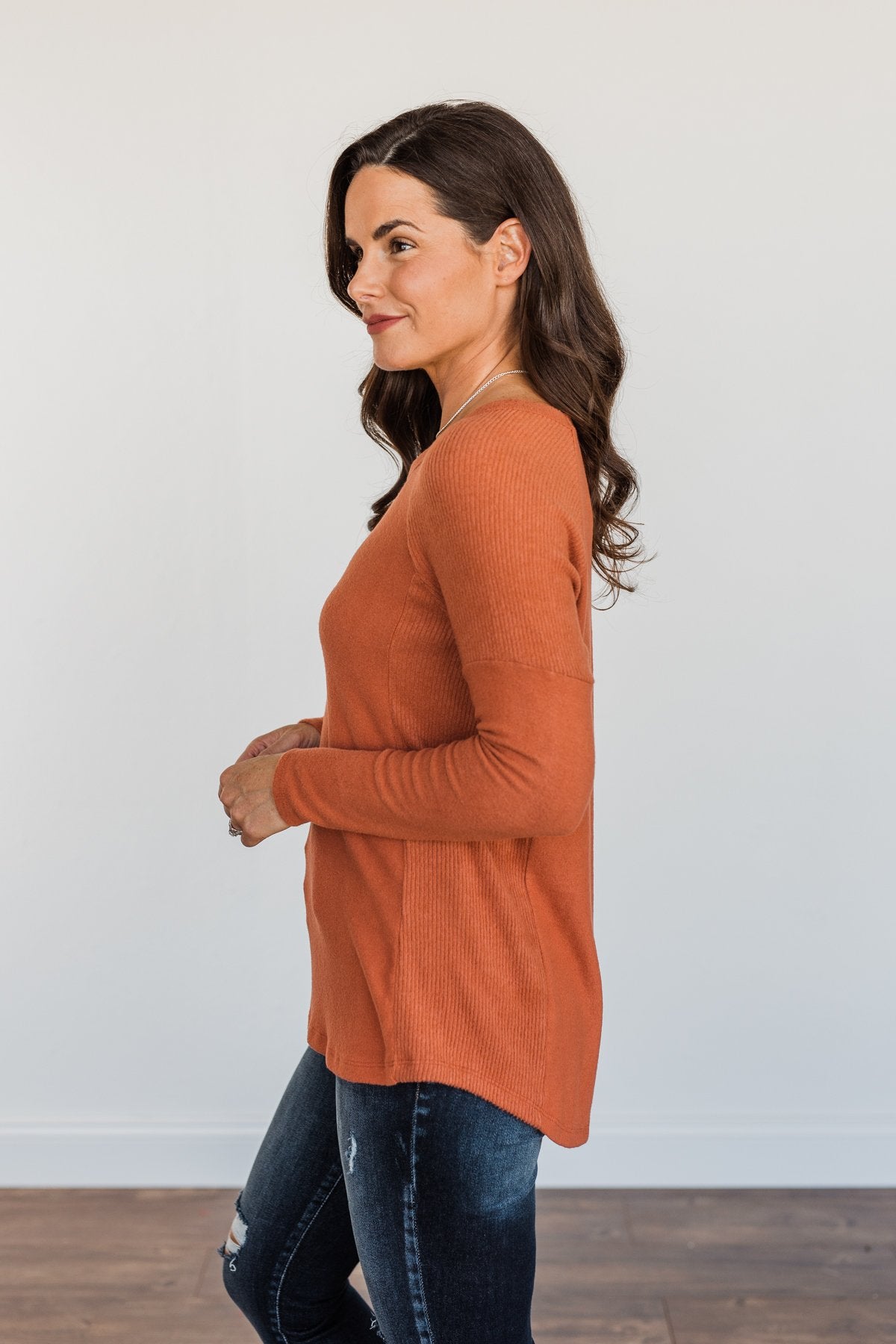 Dreaming About Fall Long Sleeve Top Burnt Orange The Pulse Boutique