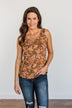 Love To Give Floral Tank Top- Brown