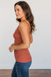 Pulse Basics Lace Trimmed Tank Top- Clay