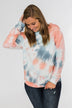 Days Of Endless Wonder Tie Dye Top- Ivory, Peach, Navy
