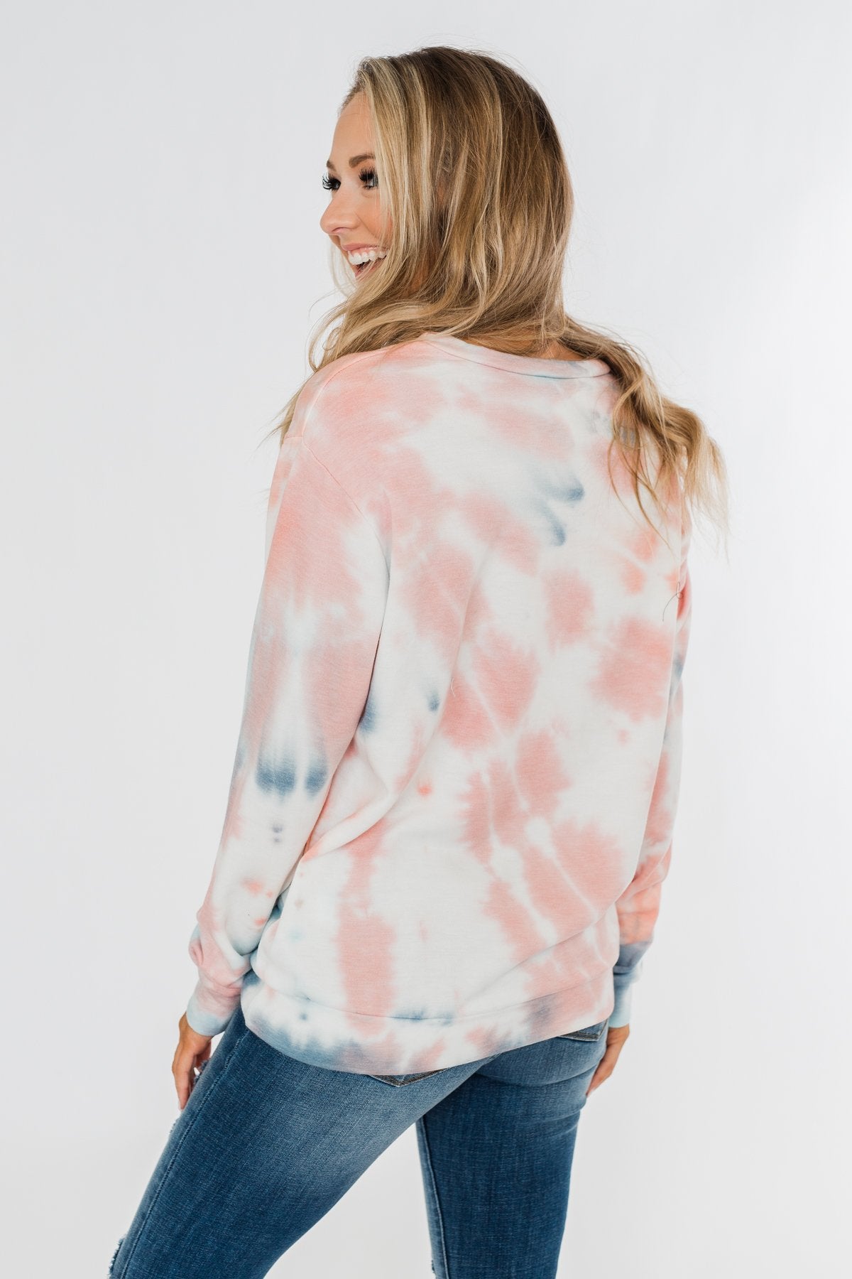 Days Of Endless Wonder Tie Dye Top- Ivory, Peach, Navy