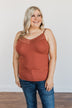 Pulse Basics Lace Trimmed Tank Top- Clay