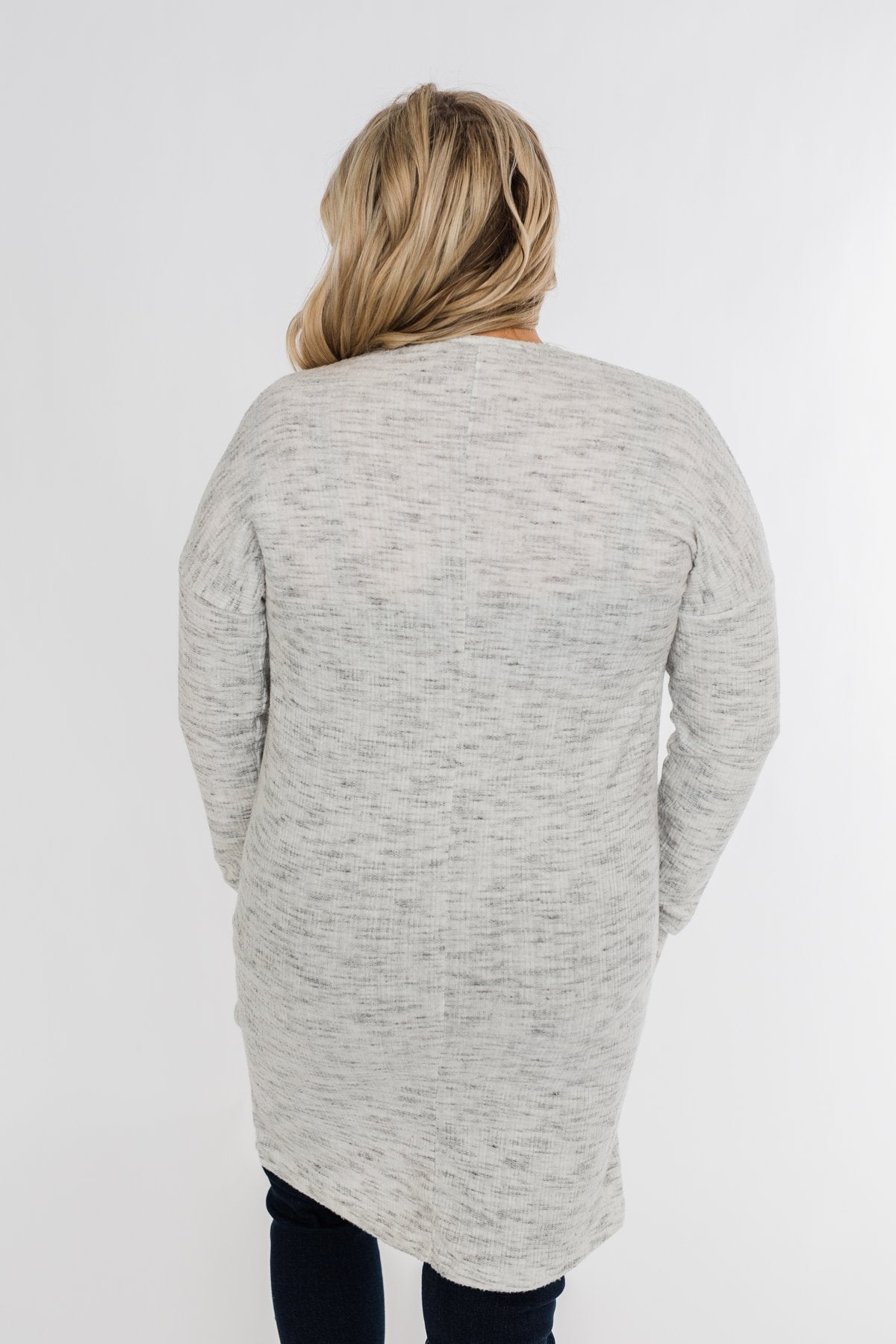 In Sync With You Lightweight Cardigan- Light Heather Grey