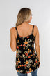 Gather Around Floral Tank Top- Black