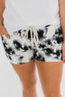 Gazing At The Clouds Tie Dye Lounge Shorts- Black & White