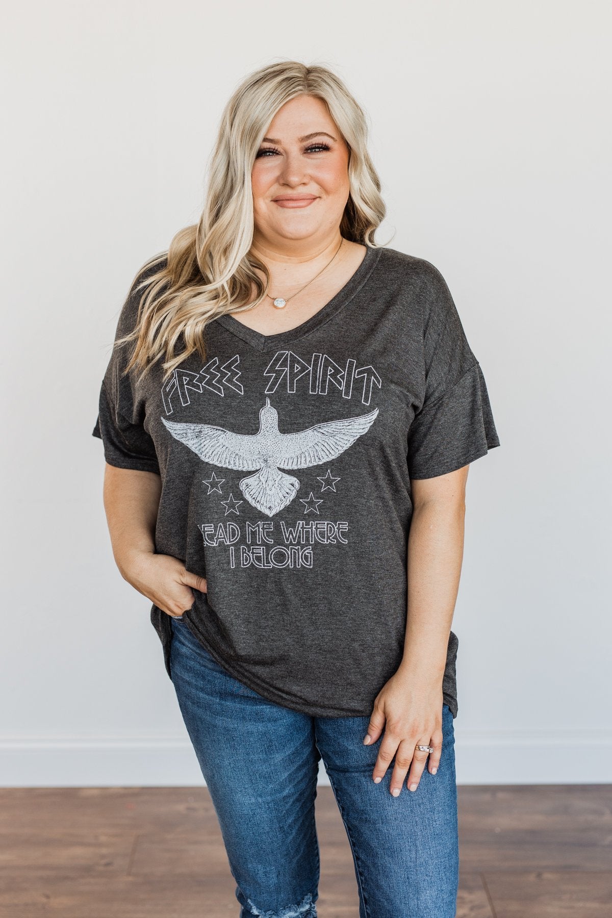 "Free Spirit" Graphic Tee- Charcoal