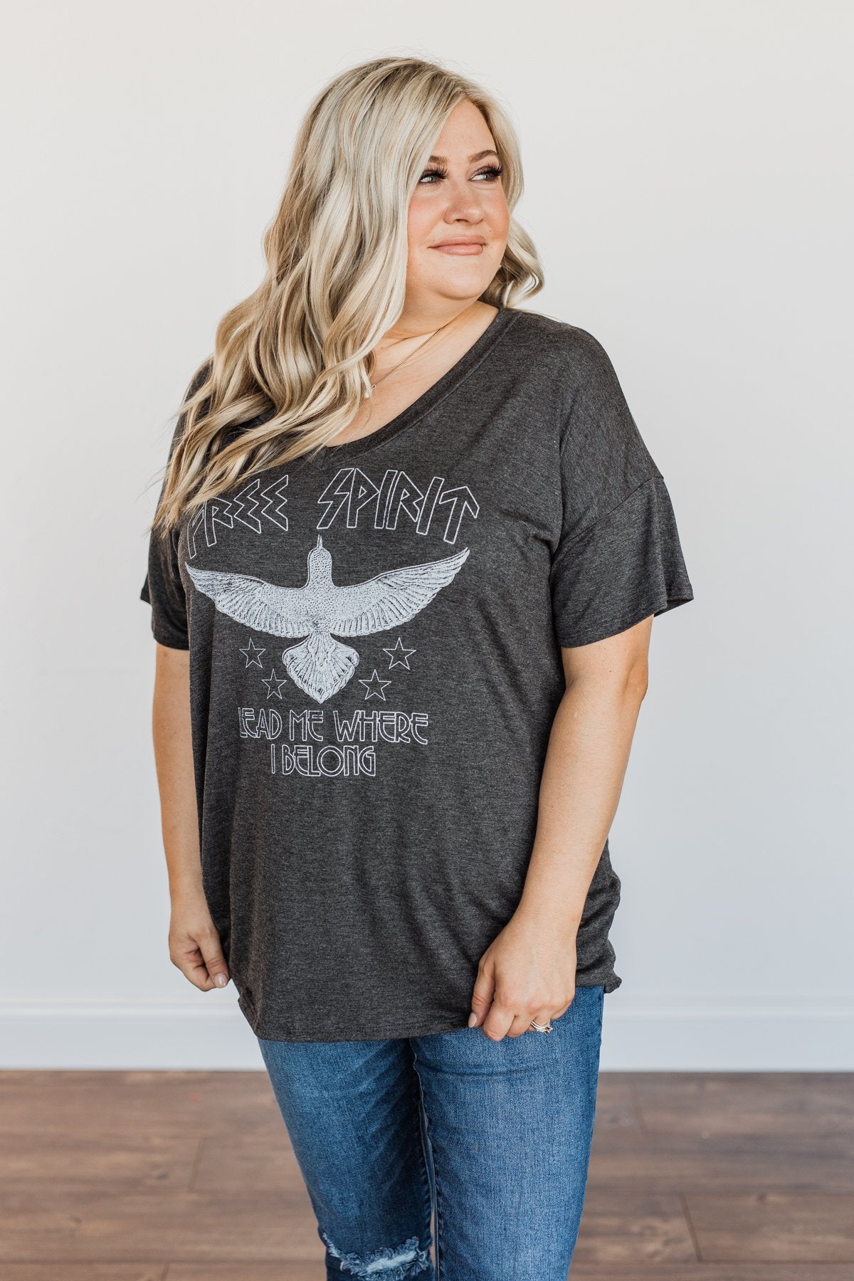"Free Spirit" Graphic Tee- Charcoal