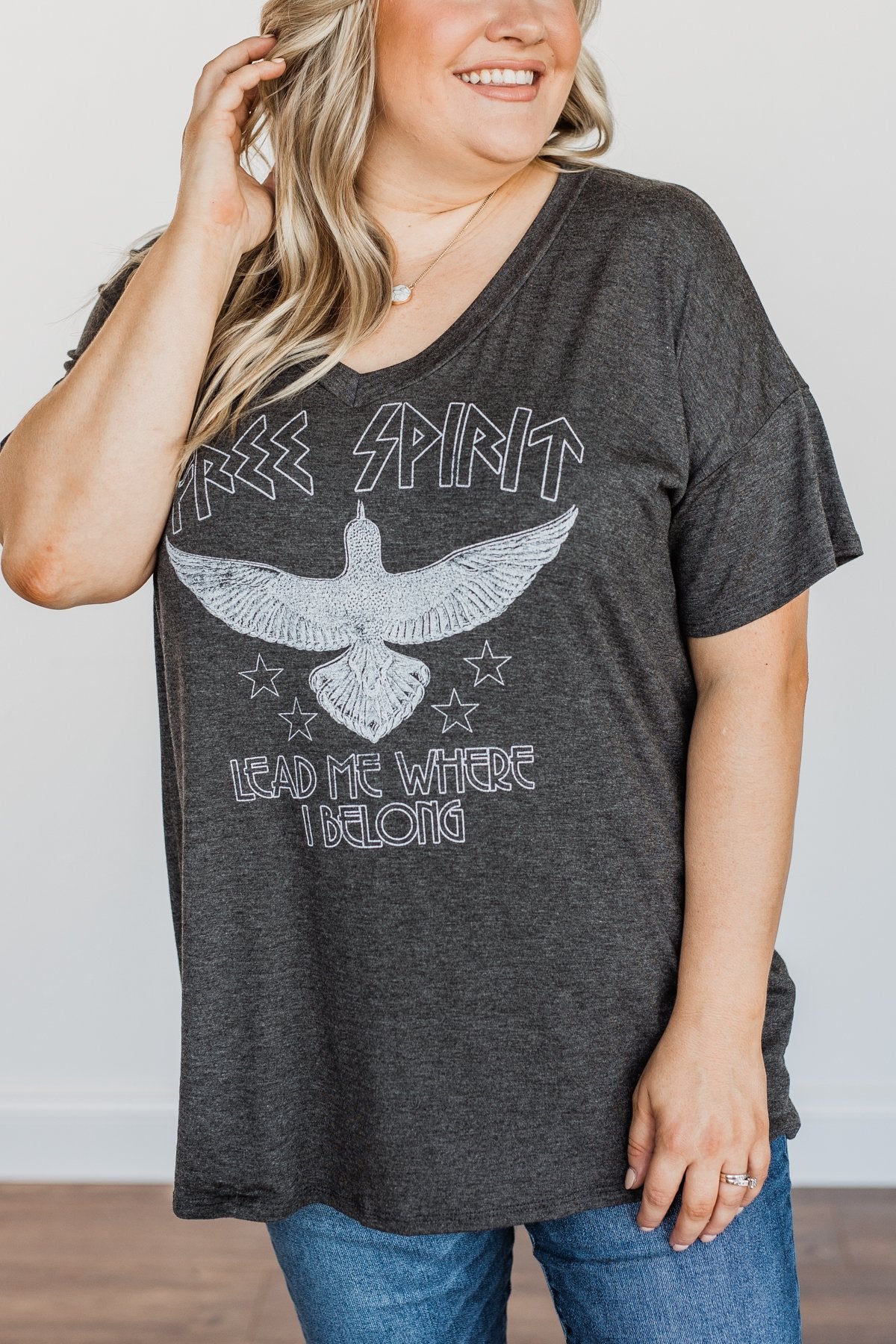 "Free Spirit" Graphic Tee- Charcoal