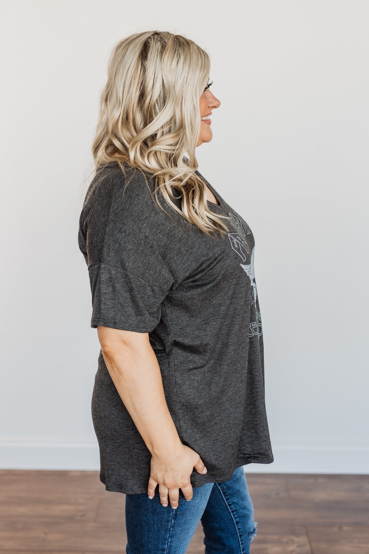 "Free Spirit" Graphic Tee- Charcoal