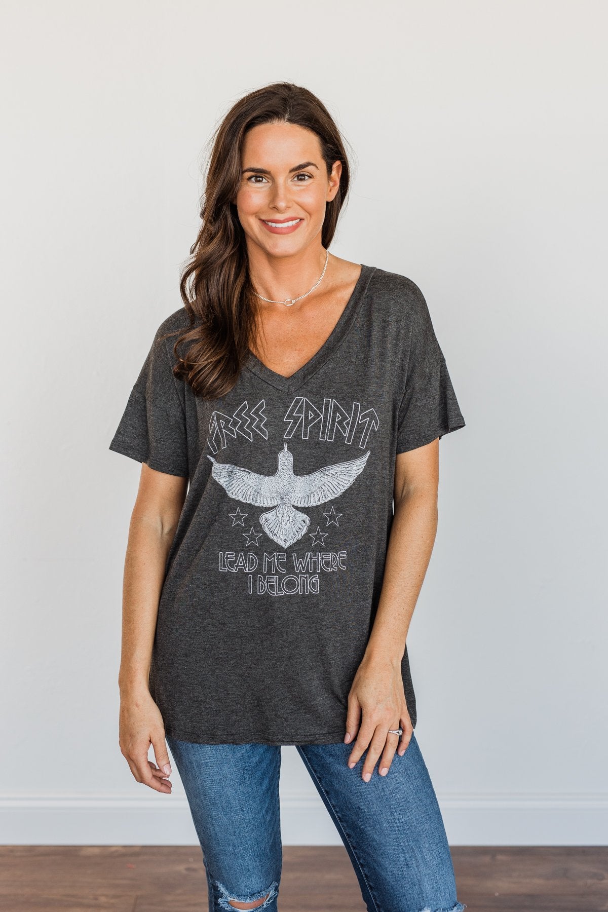 "Free Spirit" Graphic Tee- Charcoal