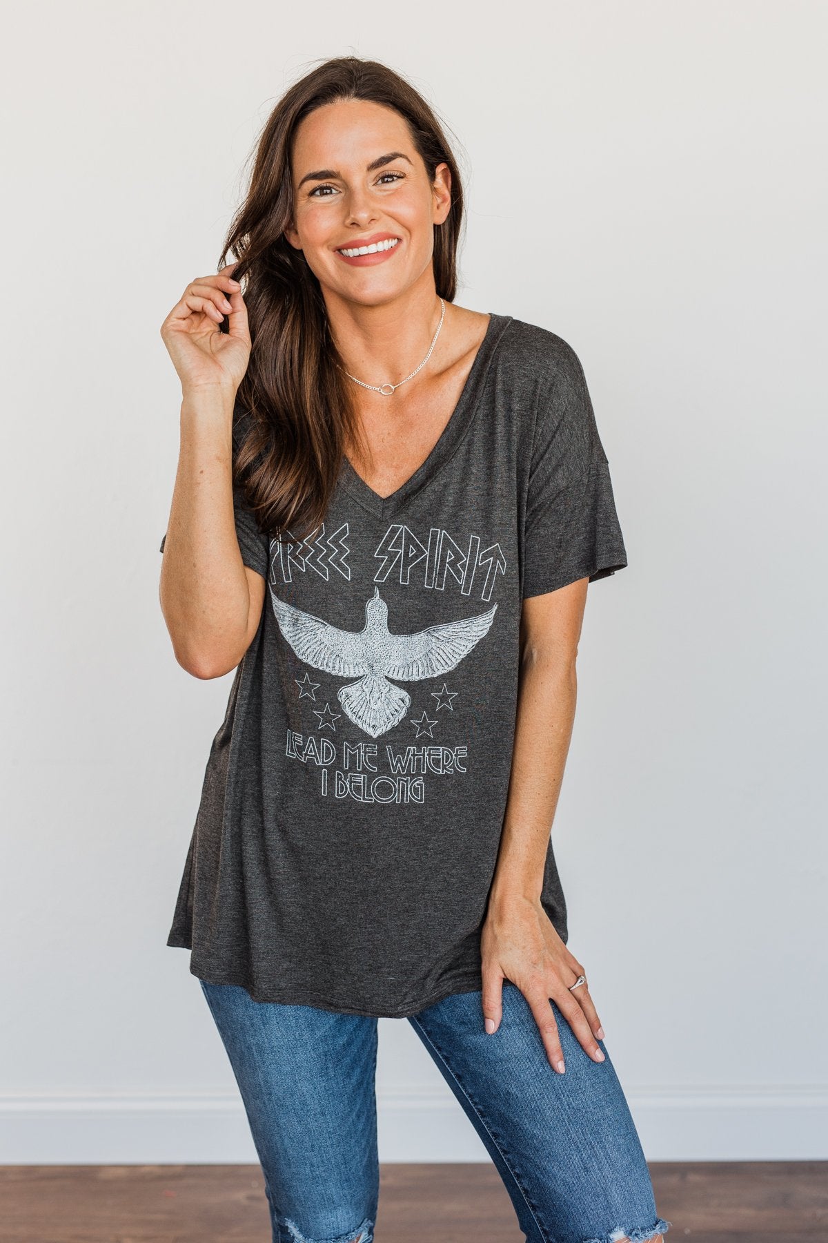 "Free Spirit" Graphic Tee- Charcoal