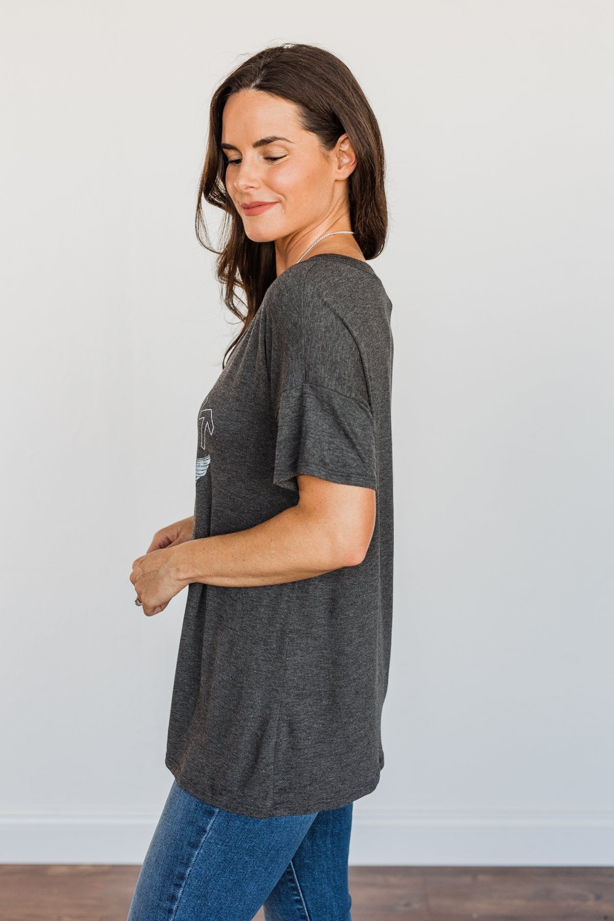 "Free Spirit" Graphic Tee- Charcoal