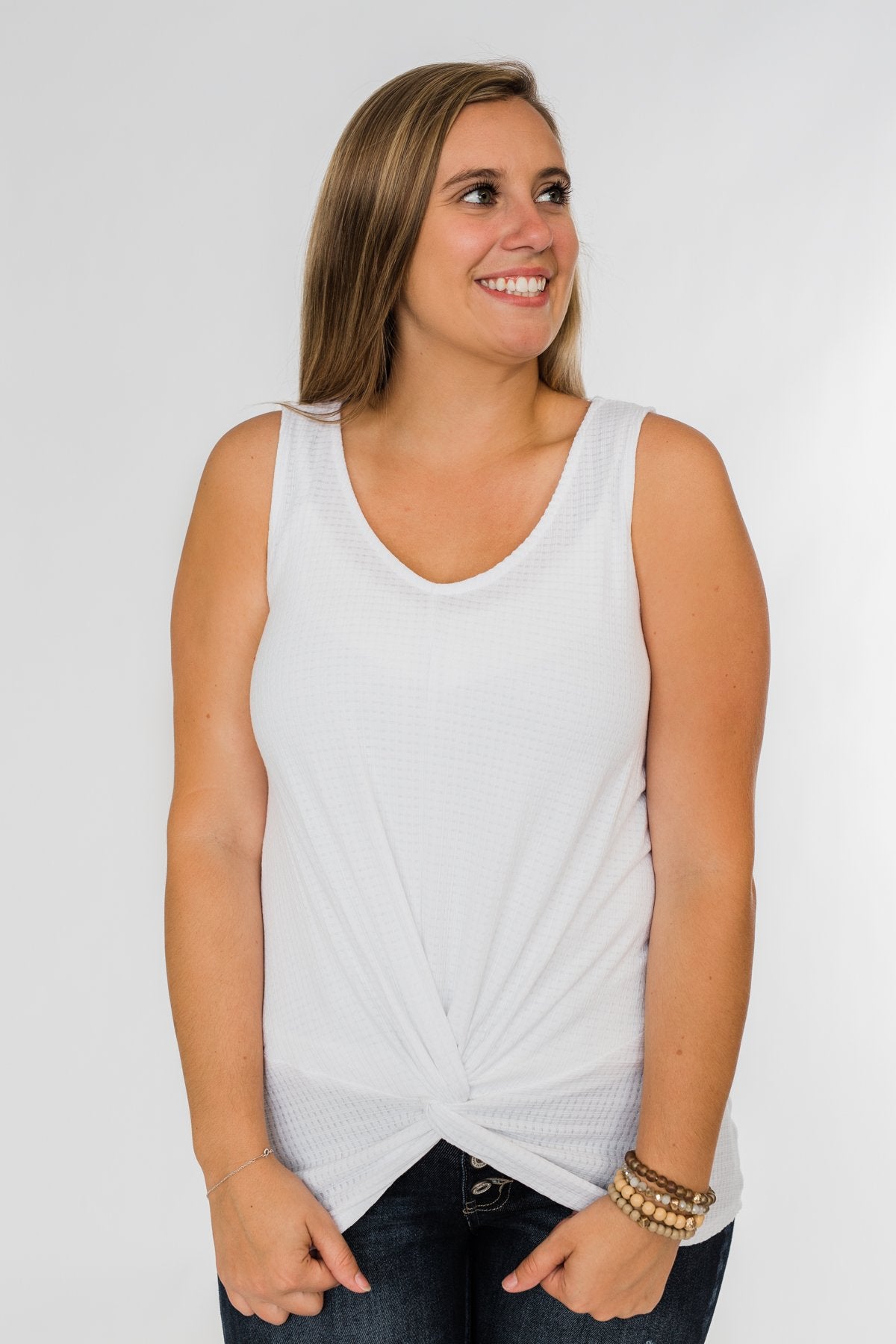 Good Together Twist Tank Top- White
