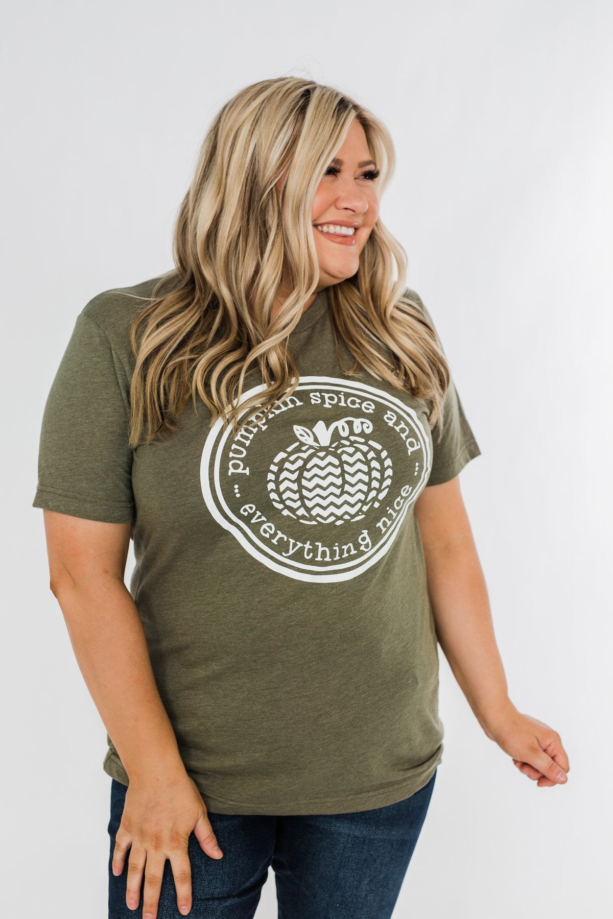 "Pumpkin Spice And Everything Nice" Graphic Tee- Olive