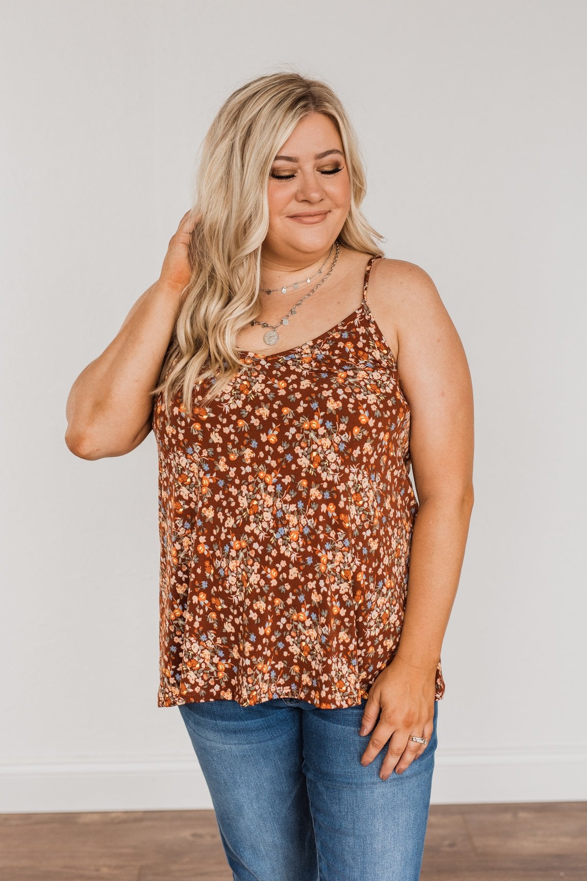 Wondering About You Floral Tank Top- Dark Rust