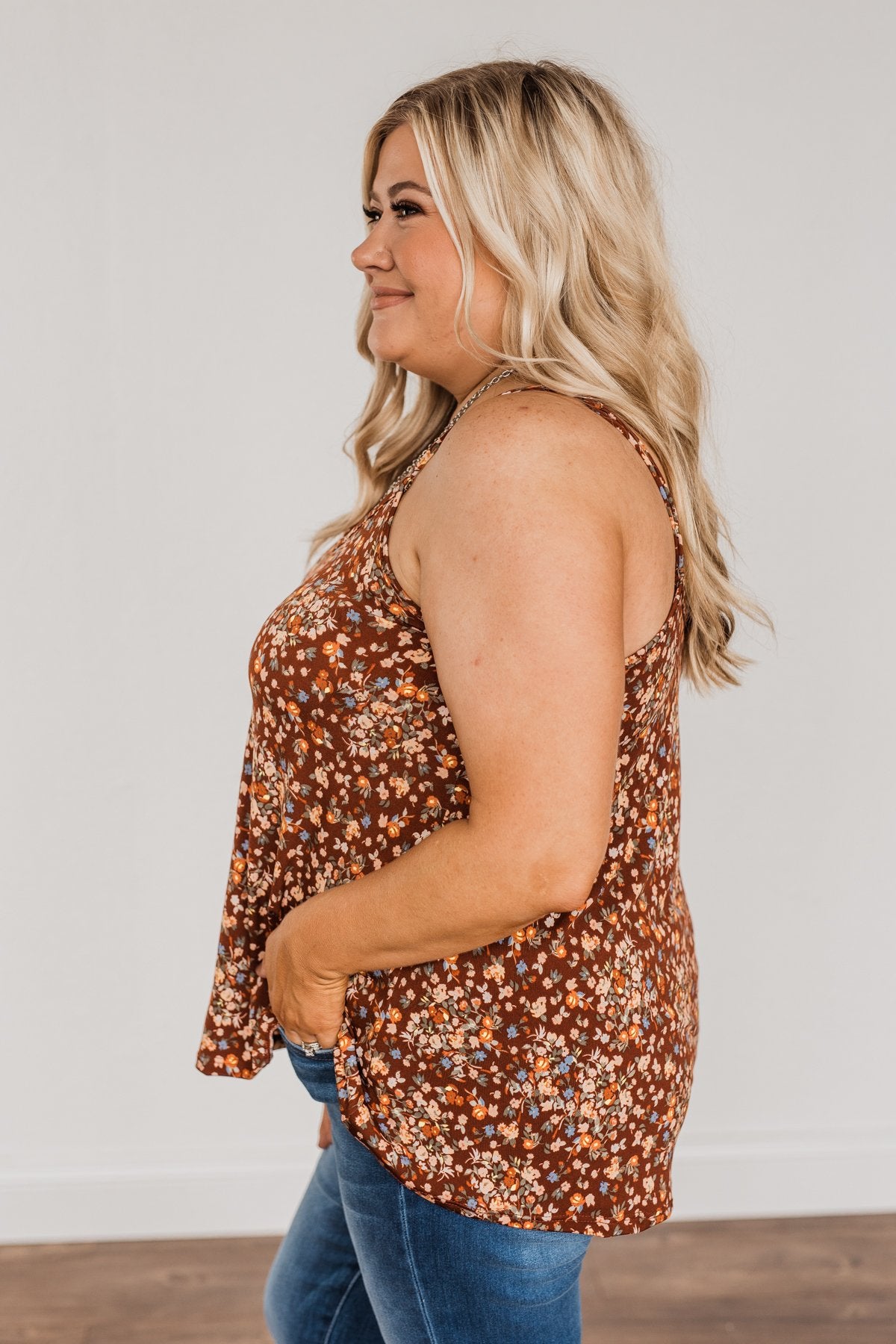 Wondering About You Floral Tank Top- Dark Rust