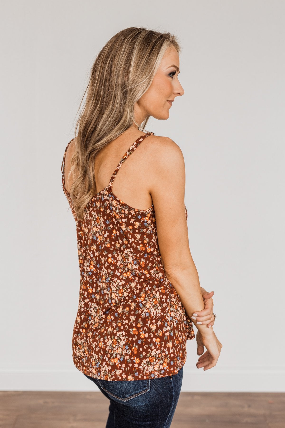 Wondering About You Floral Tank Top- Dark Rust