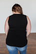 Dream Life Ribbed Button Tank Top- Black
