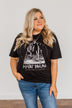 "Desert Dream, Adventure Is Calling" Graphic Top- Black