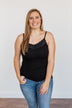 Pulse Basics Lace Trimmed Tank Top- Black