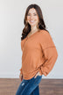 Sweet Nothings Waffle Knit Top- Light Rust