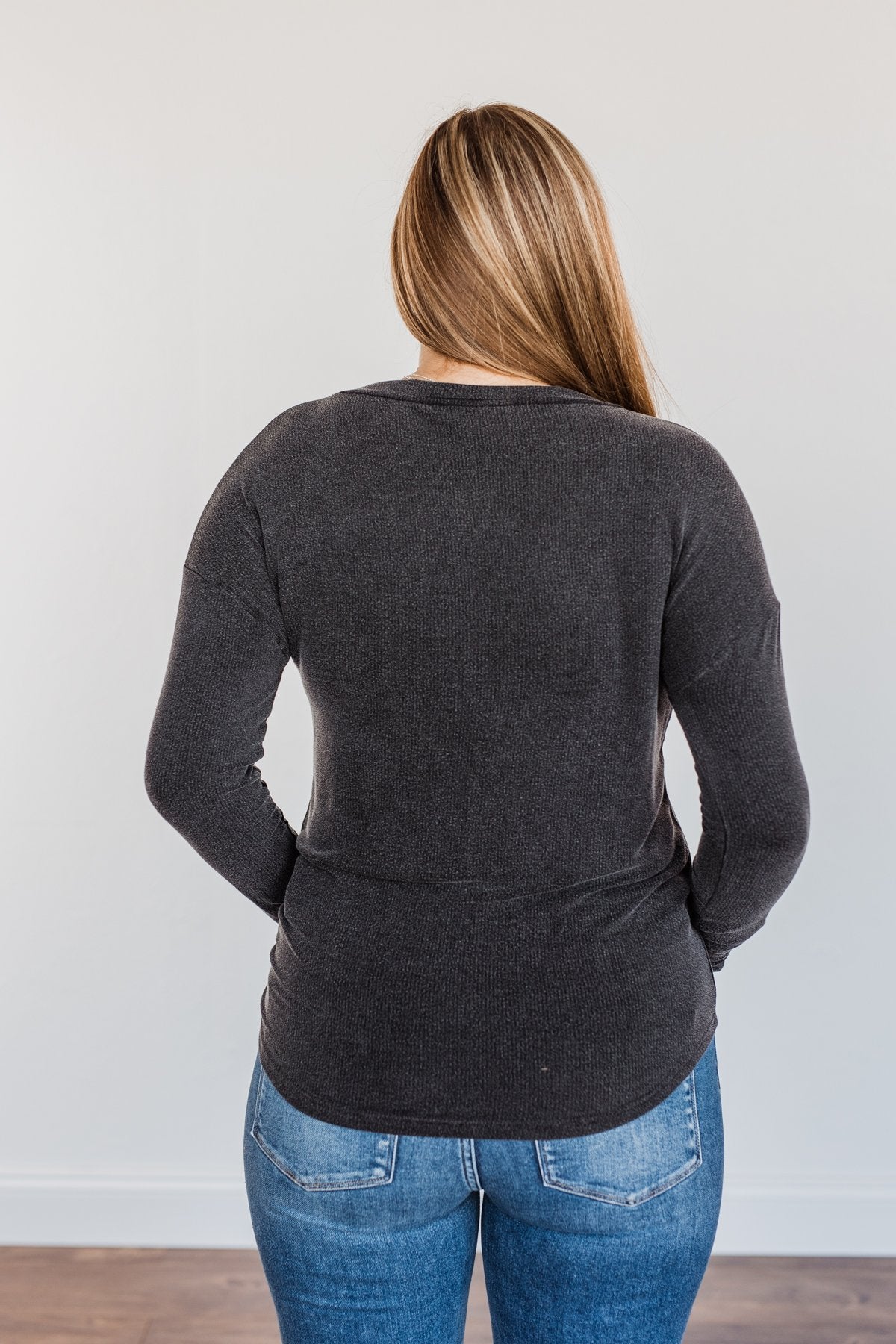 Dearly Beloved Long Sleeve Top- Dark Charcoal