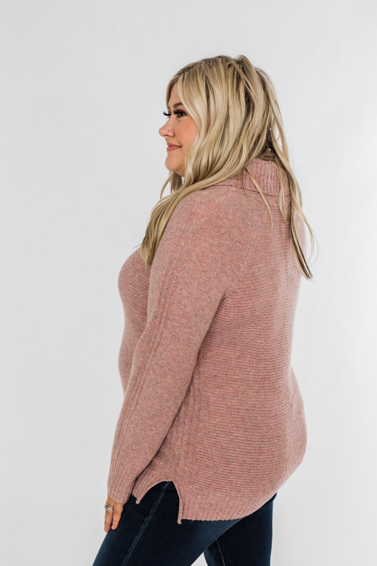 Oh Darling Cowl Neck Sweater- Dusty Mauve