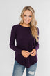 Be With You Waffle Knit Top- Eggplant