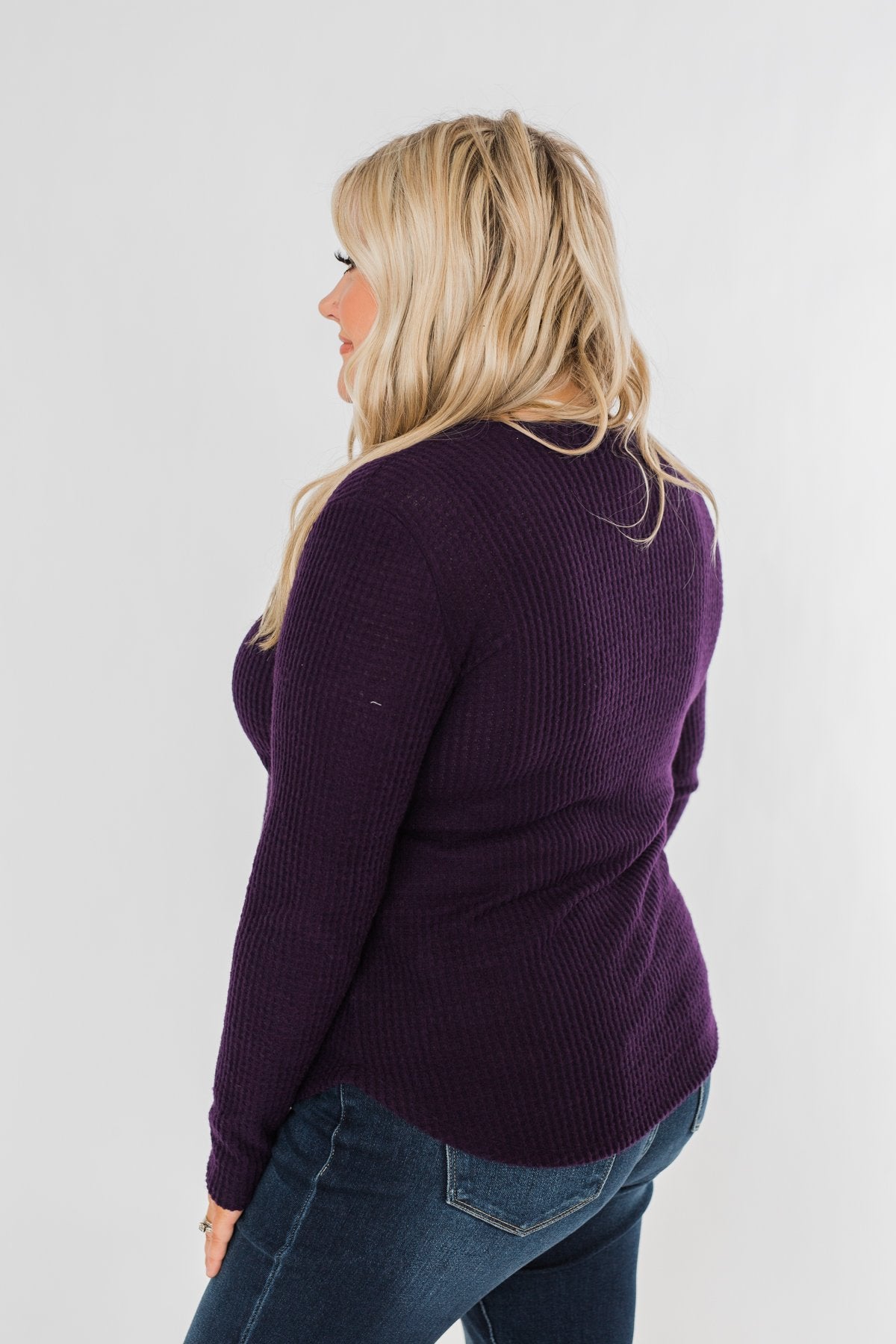 Be With You Waffle Knit Top- Eggplant