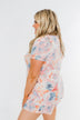 Move To The Music Floral Watercolor Top- Pink, Peach, Blue