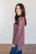 Free To Dream Knit Long Sleeve Top- Heathered Plum