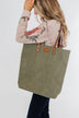 Life's Adventures Canvas Tote- Olive
