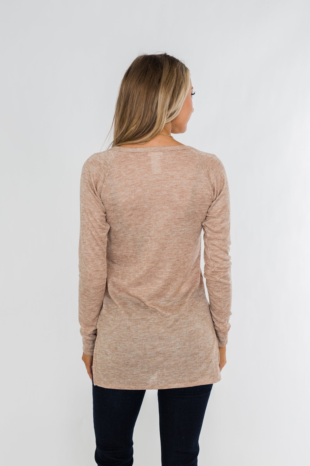 The Time Of My Life Button Henley Top- Oatmeal
