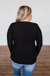 Finally Found You Button Henley Top- Black