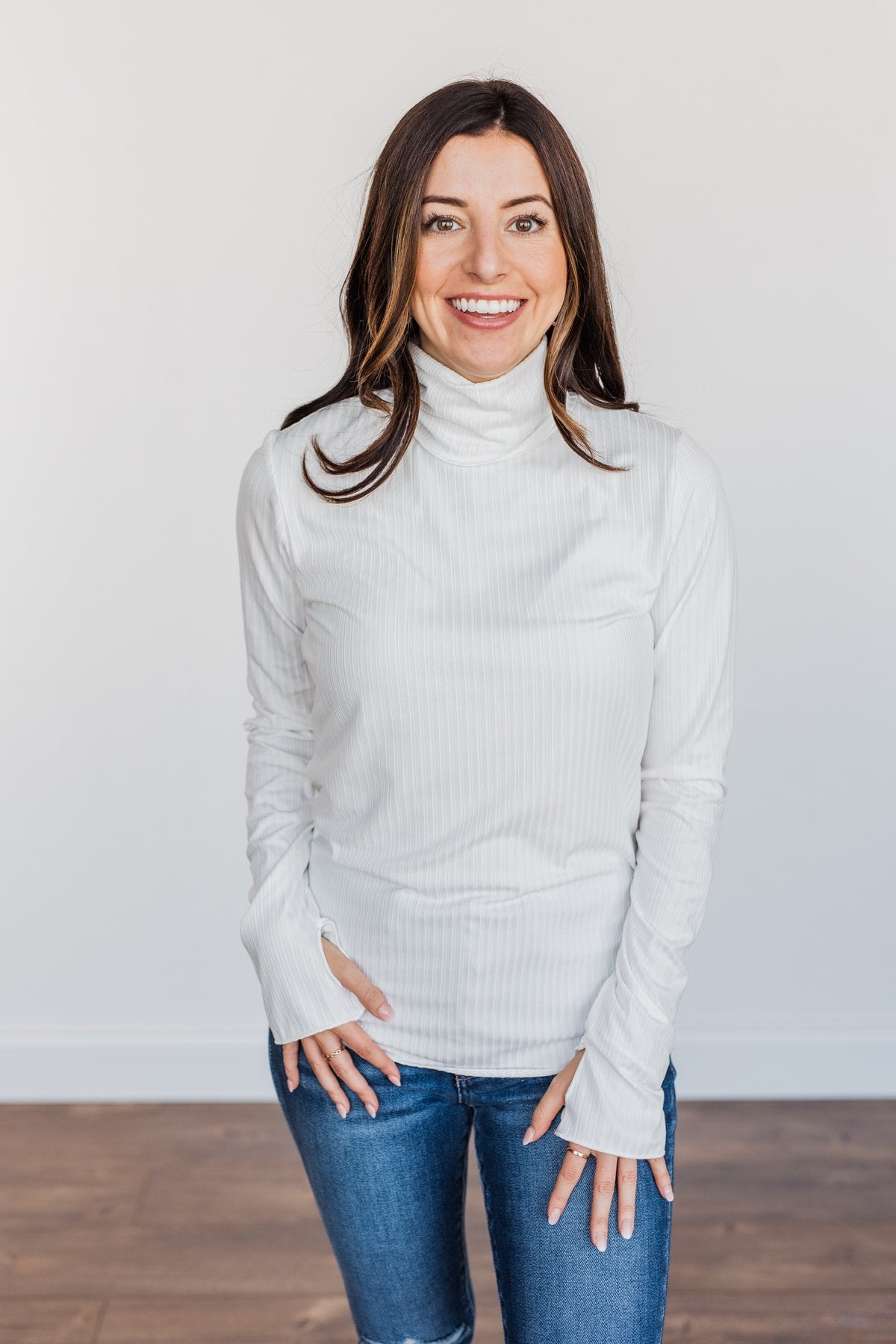 Smooth Sailing Turtle Neck Top- Ivory