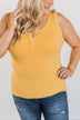 Uplifting Spirits Button Henley Tank Top- Golden Yellow