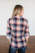 Fall Into The Night Plaid Button Top- Navy, Coral, Tan