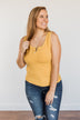 Uplifting Spirits Button Henley Tank Top- Golden Yellow