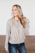 Feel The Love Long Sleeve Printed Top- Taupe & Ivory