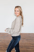 Feel The Love Long Sleeve Printed Top- Taupe & Ivory