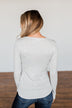 Break The Silence Button Henley Top- Light Heather Grey