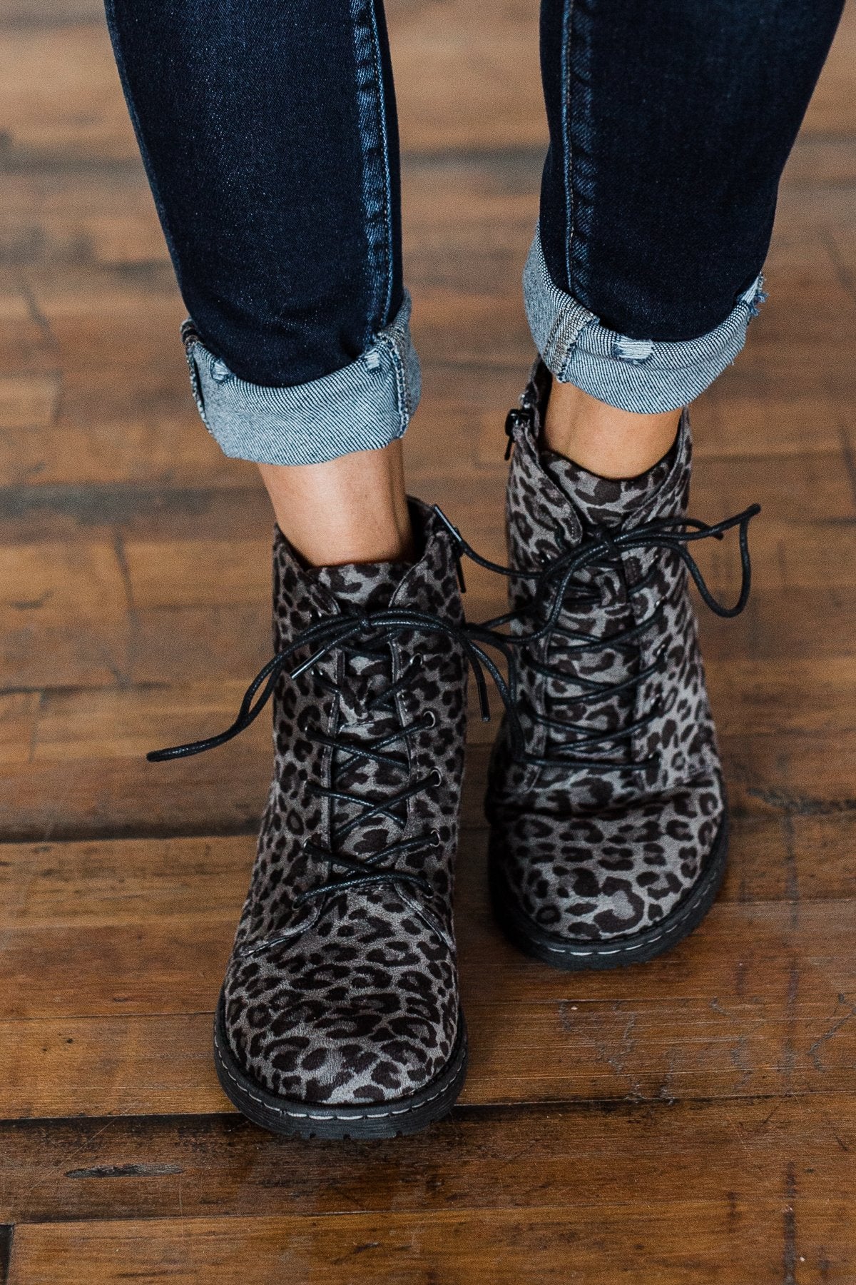 Very G Naomi Booties Grey Leopard The Pulse Boutique