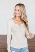 Break The Silence Button Henley Top- Oatmeal