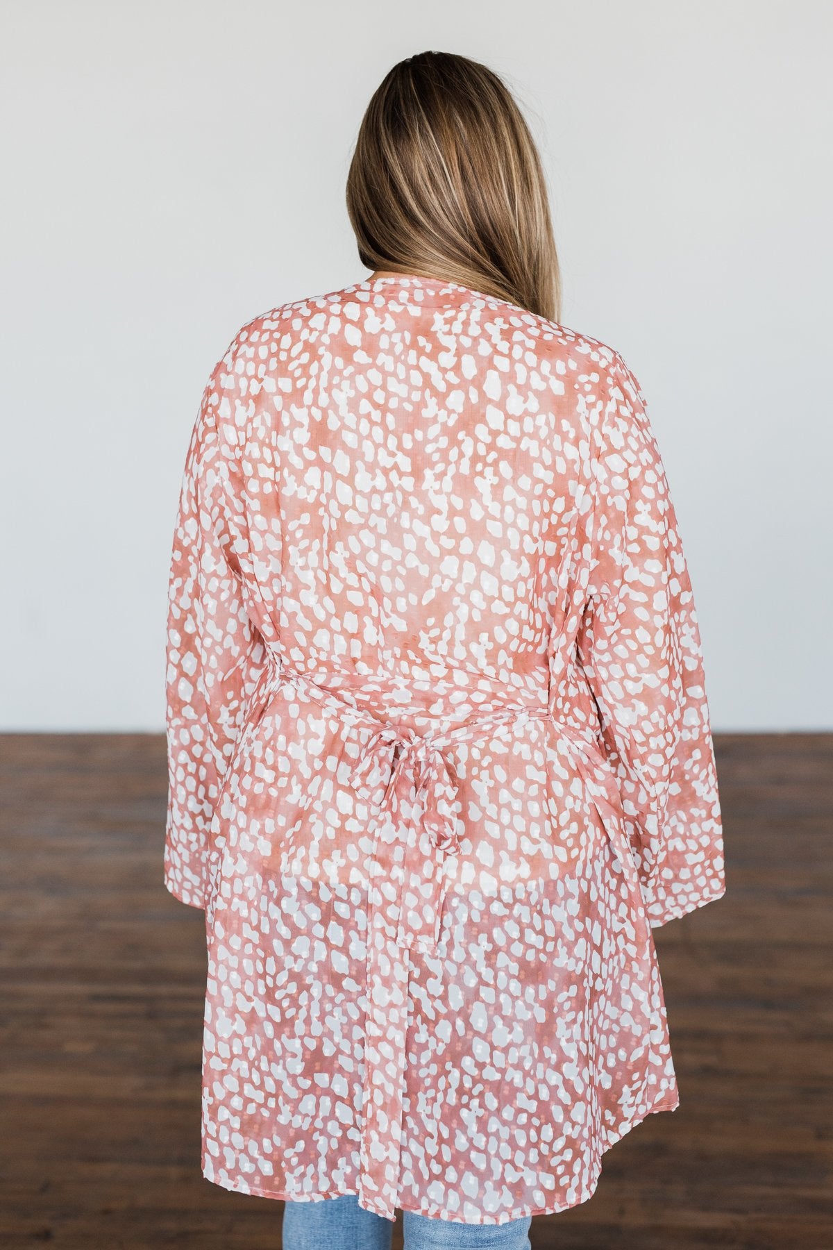 That Sweet Love Animal Print Kimono- Dusty Peach & Off White