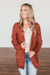 Have My Heart Velvet Chenille Cardigan- Rust