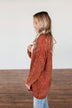 Have My Heart Velvet Chenille Cardigan- Rust