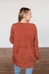 Have My Heart Velvet Chenille Cardigan- Rust