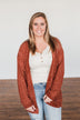 Have My Heart Velvet Chenille Cardigan- Rust